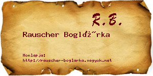 Rauscher Boglárka névjegykártya